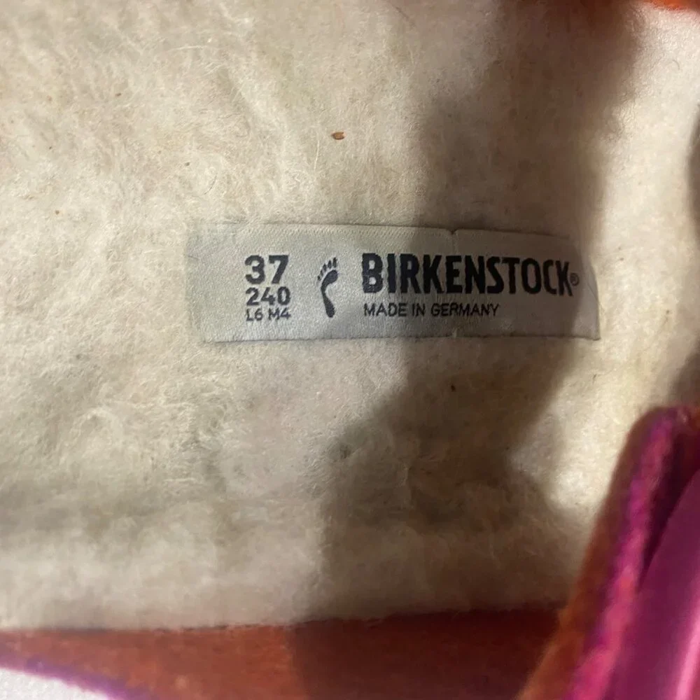 Birkenstock 37 US 6 Pink Wool Felt Sandals With Dual Adjustable Straps & Cork So - Picture 2 of 11